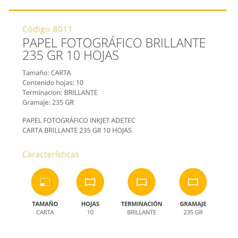 Papel Fotográfico Inkjet Carta Brillante 235gr 10 Hojas-2