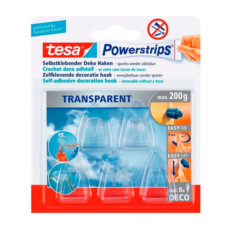 5 Perchas Ganchos Deco Transparentes De Decoración Tesa-0