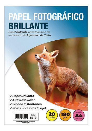 Papel Fotográfico Inkjet A4 Brillante 180Gr 20 Hojas-0