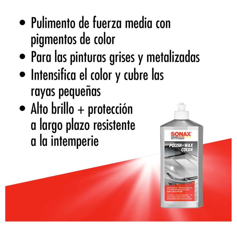 Cera Abrillantadora Sonax Polish  Wax Color Gris Plata 500ml-4