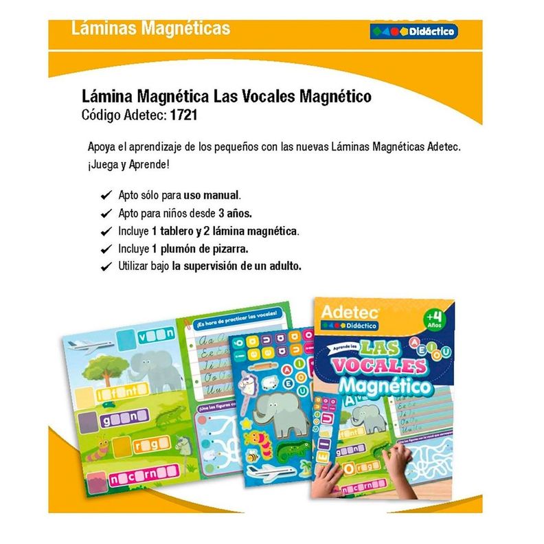 Juego Didacti Educativo Aprende Las Vocales Lamina Magnetica-2
