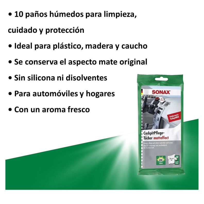 Kit Automovil Limpieza Toallitas Humedas + Limpiaparabrisas Sonax-1