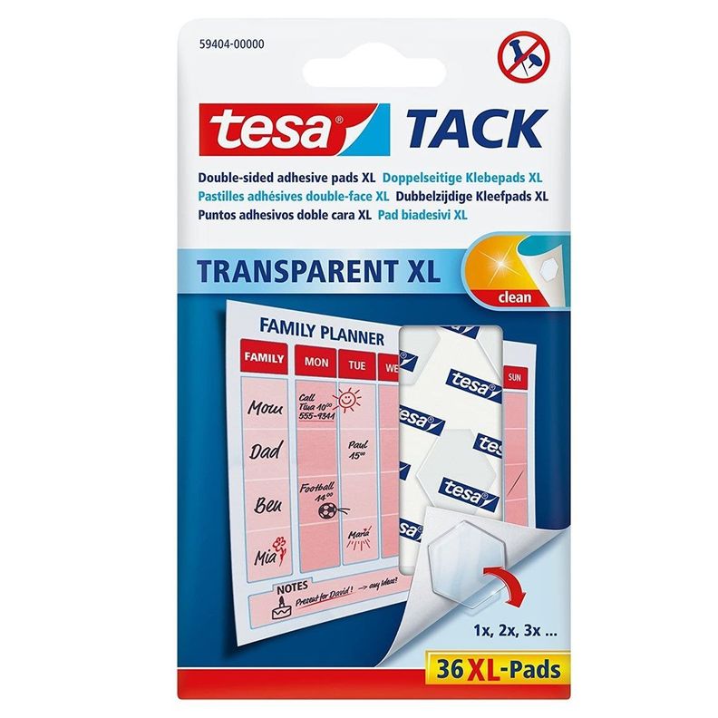 36 Tack Xl Doble Faz Transparente Pegamento Tesa-0