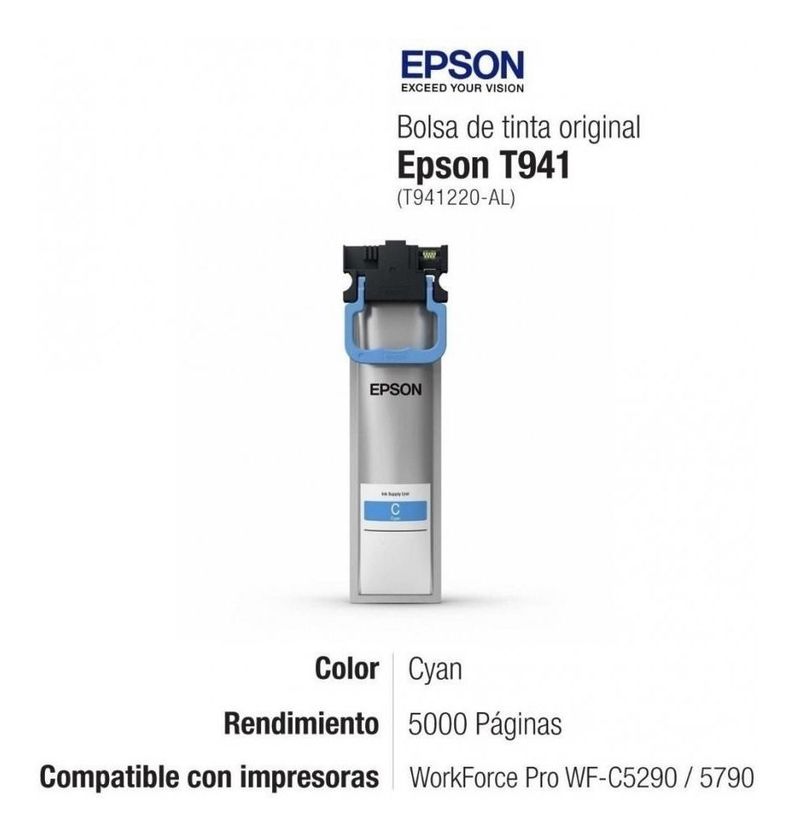 Tinta Epson T941 Cyan Workforce Wf C5710 C5790 C5210 C5290-1