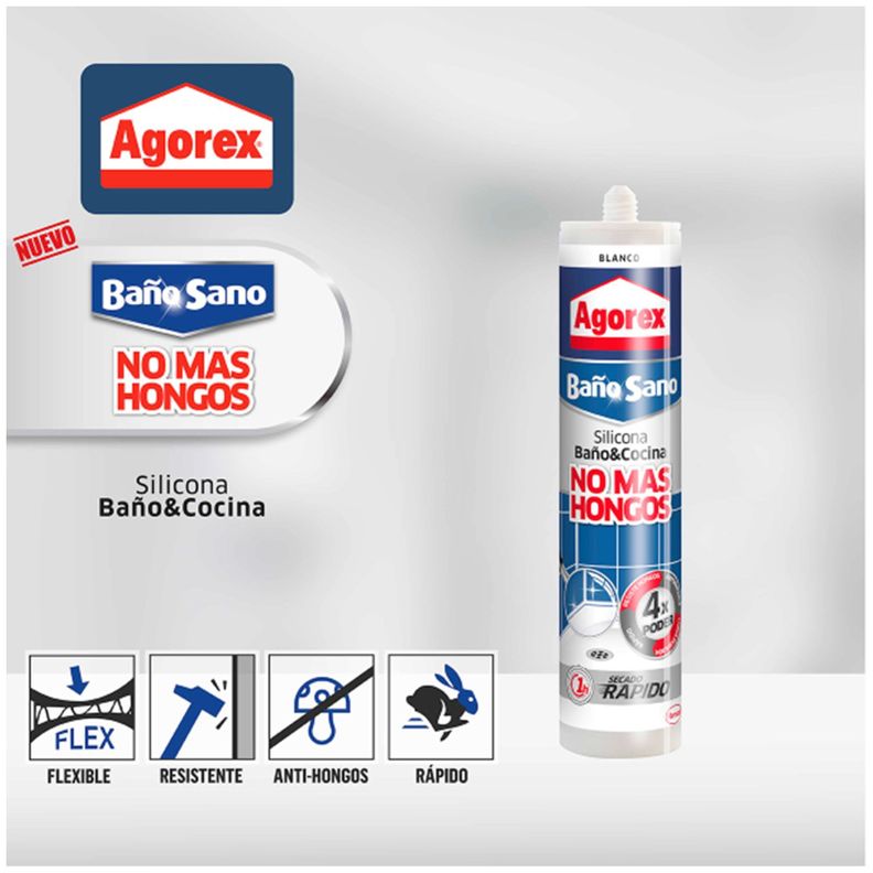 Silicona Acética Antihongos Baño y Cocina Blanco Agorex-2