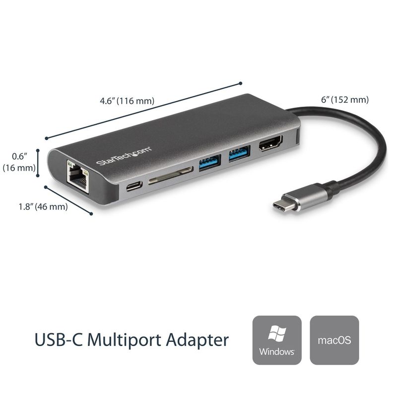 Adaptador USB-C HDMI 4K 2 USB 3.0 Lector de Tarjetas SD/SDHC-1