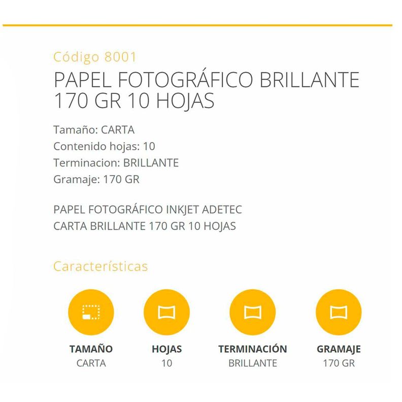 Papel Fotográfico Inkjet  Carta Brillante 170gr 10 hojas-2