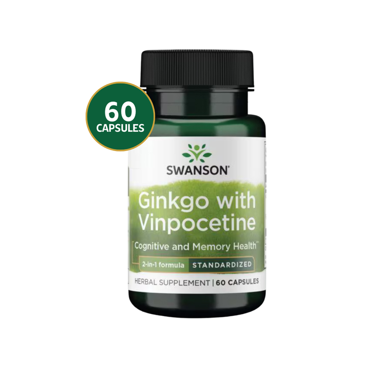Ginkgo with Vinpocetine - Standardized 60 Caps Verde 38x40