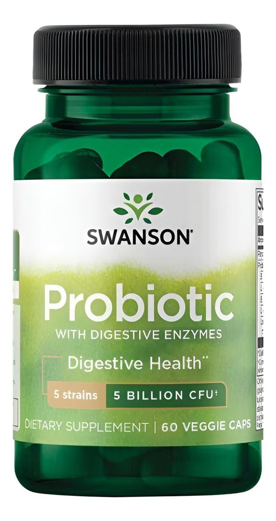 SWA037 Probiotic with Digestive Enzymes 5 Billion Cfu 60 Veg Caps Verde 38x40
