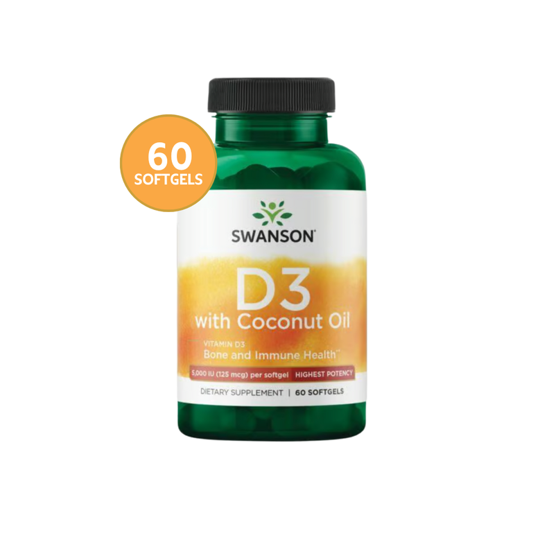Swanson Ult Vit D3 With Coconut Oil High Potency 60 Softgels Swanson Ult Vit D3 With Coconut Oil Hig Verde 38x40