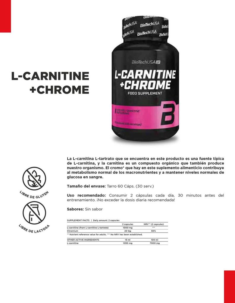 BIO L-CARNITINA + CHROME 60 Caps Global Nutrition