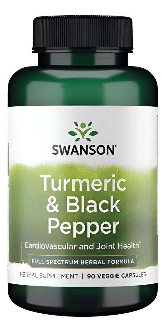 Turmeric & Black Pepper Swanson 90 Veg Caps Verde 38x40