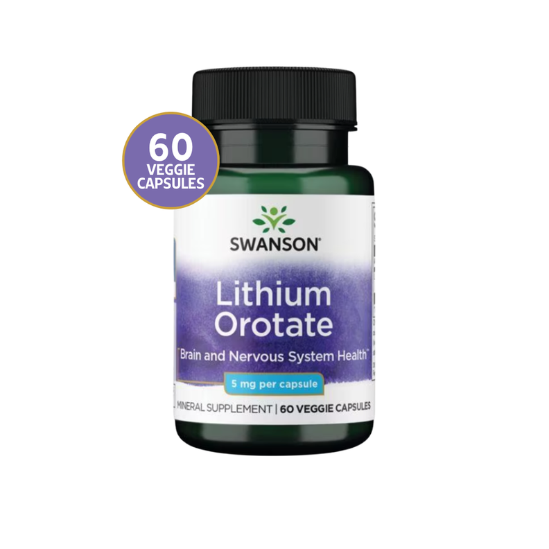 Lithium Orotate Swanson 5 mg 60 Veg Caps Verde 38x40