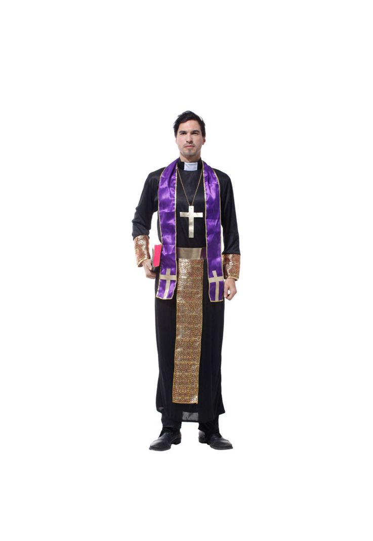 Disfraz Cosplay Cura Monje Morado Religioso - M-0