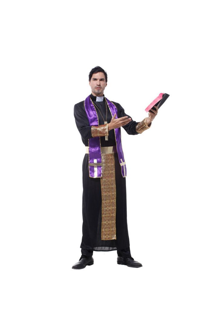 Disfraz Cosplay Cura Monje Morado Religioso - M-1