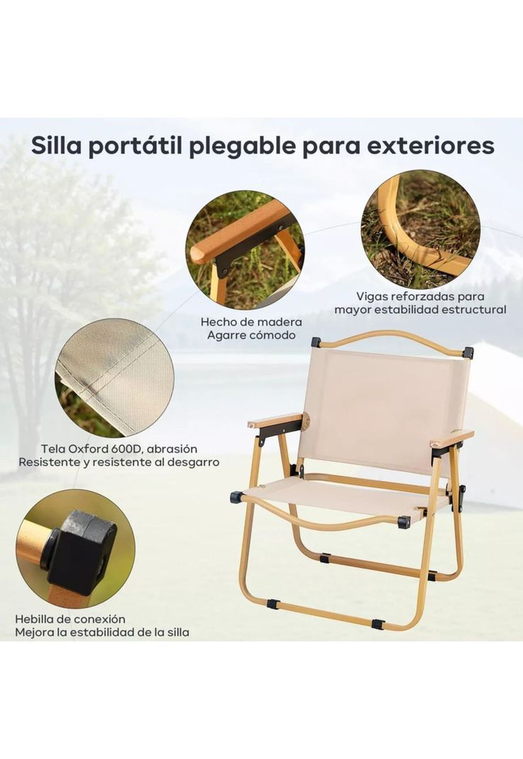 Silla Reforzada Plegable Portátil Para Camping Playa Picnic-1