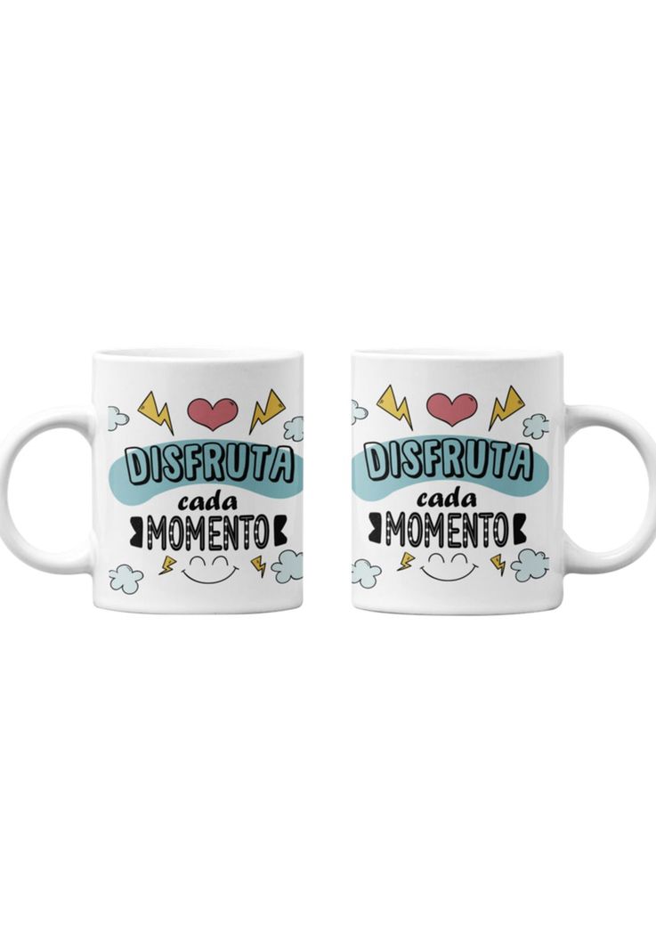Tazones tazas blancas Disfruta cada momento Motivacional-0