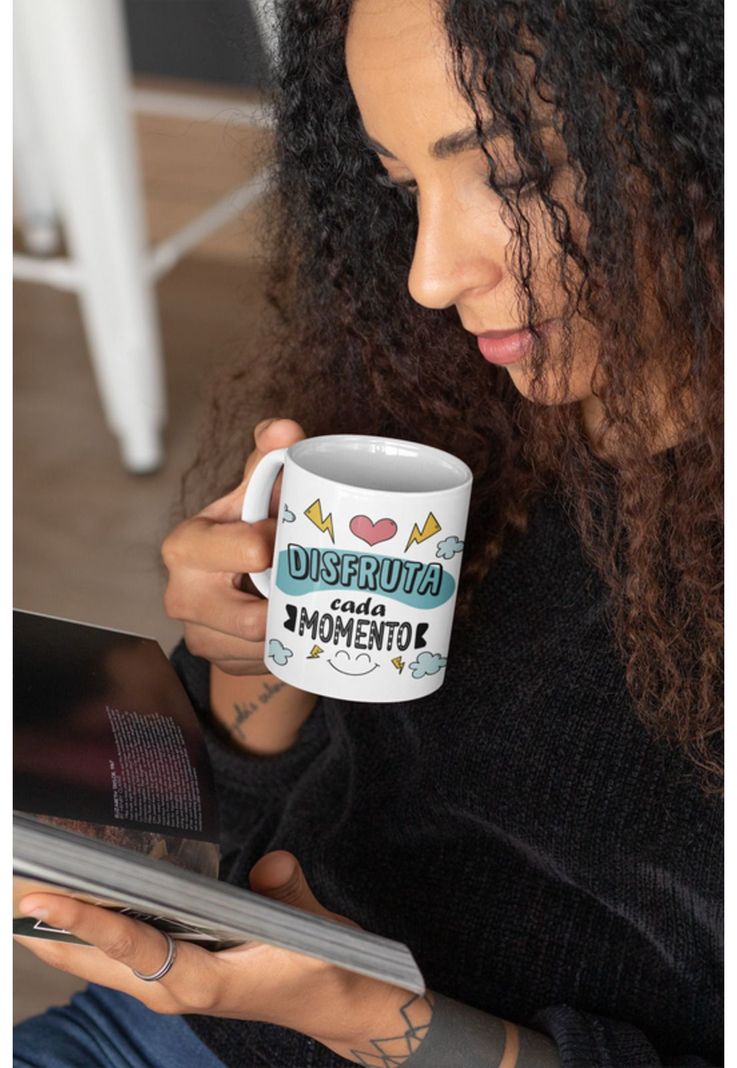 Tazones tazas blancas Disfruta cada momento Motivacional-3