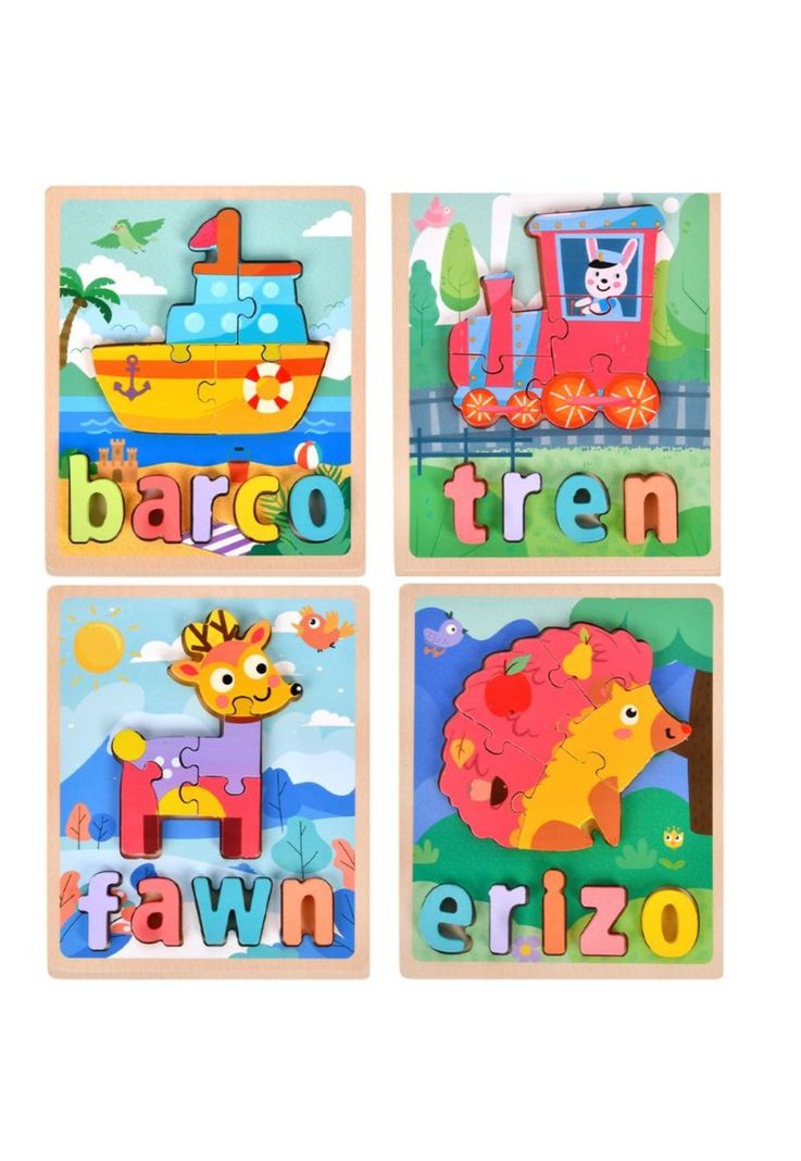 Pack 4 Rompecabezas 3D Animales Educativo-0