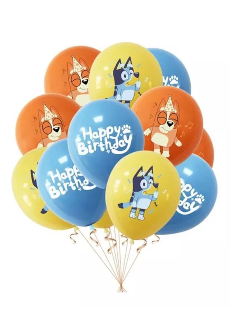 Pack Cumpleaños Bluey Globos Toppers Cinta, Cotillon y Mas-3