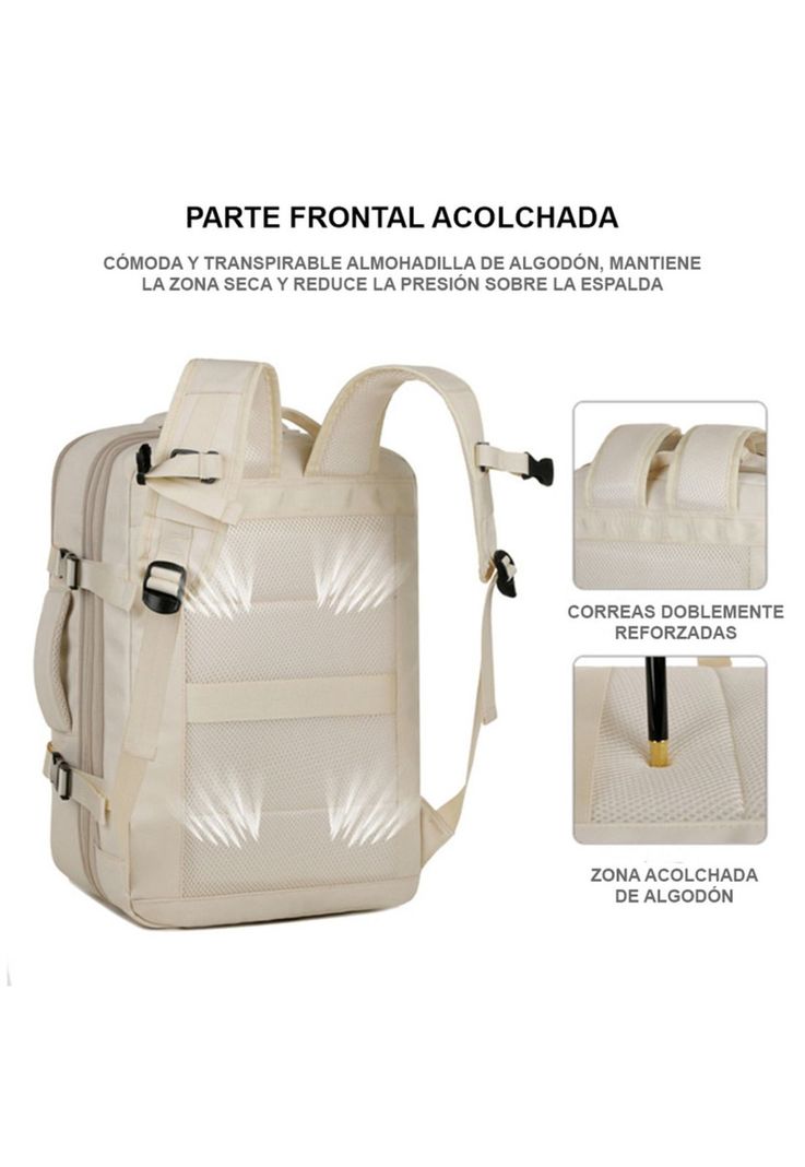 Mochila de viaje expandible 39 L Off white TitanFit-4