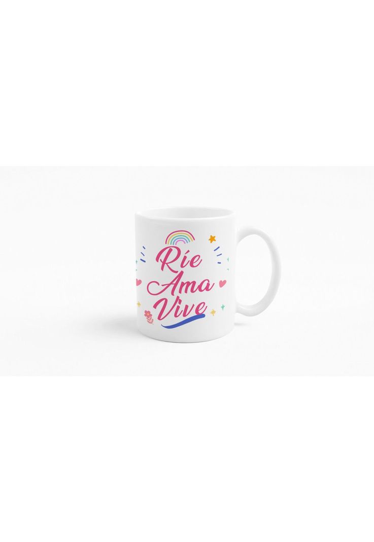 Tazones tazas blancas Rie, ama y vive Frase motivacion-2