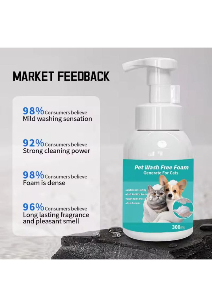Espuma para Bañar sin lavado para mascotas 300 ML-4