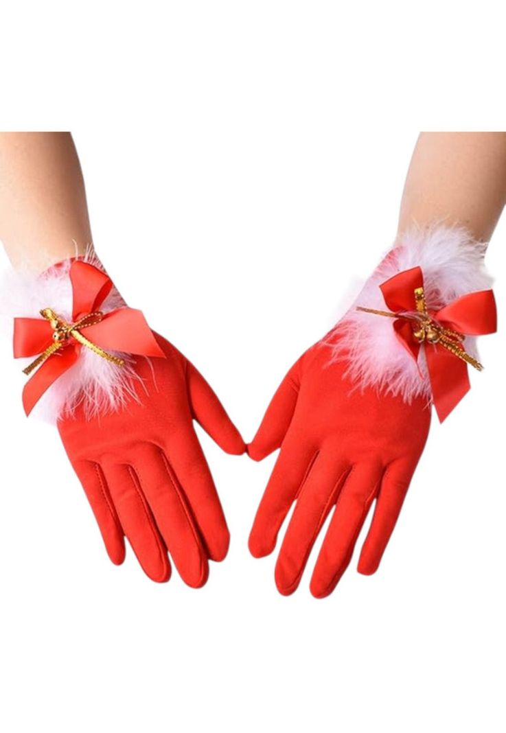 Guantes Navideños Femeninos Rojos-0