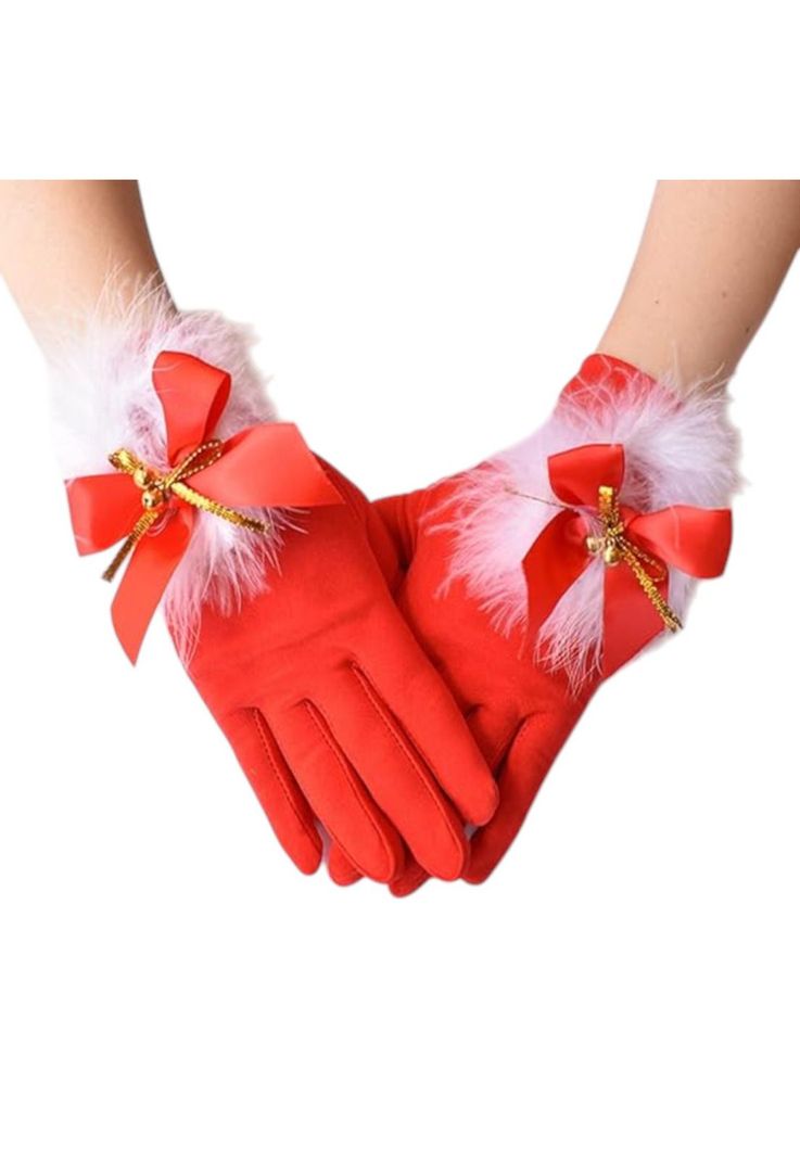 Guantes Navideños Femeninos Rojos-1