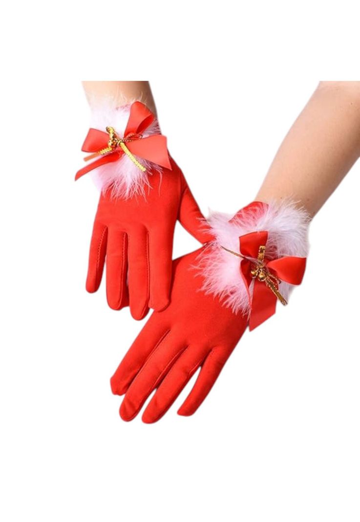 Guantes Navideños Femeninos Rojos-2