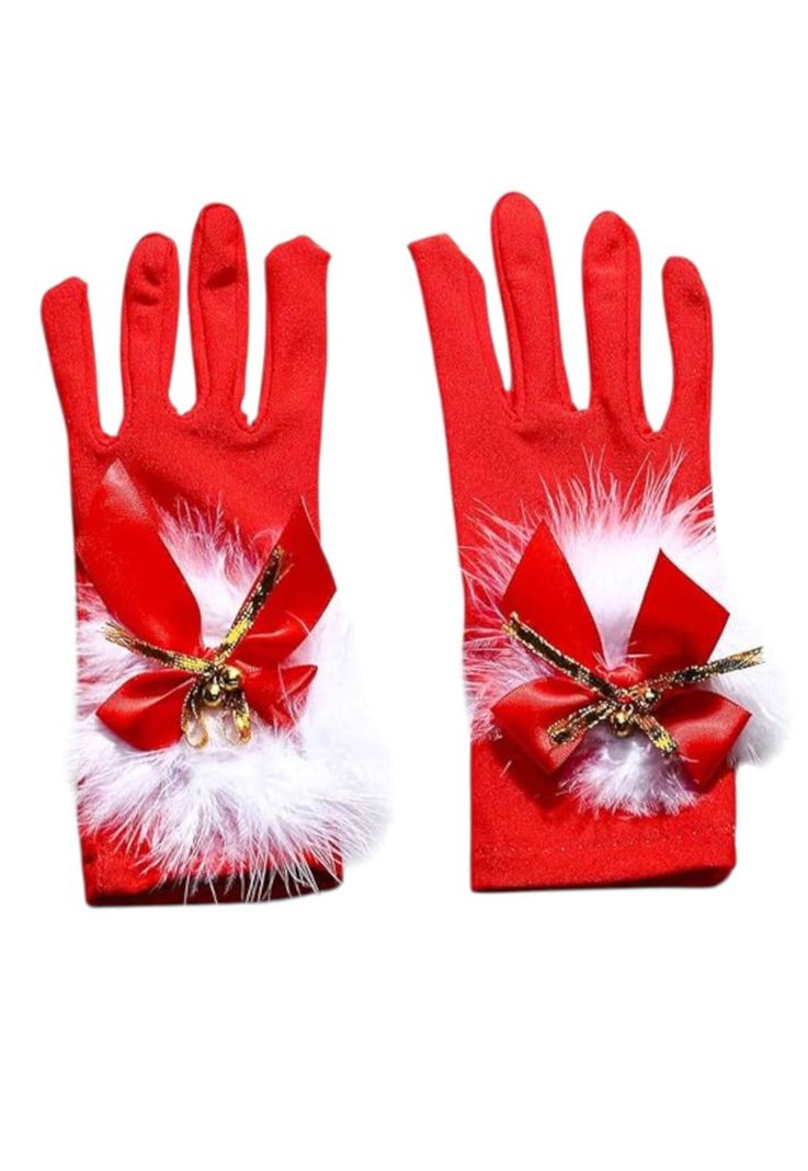 Guantes Navideños Femeninos Rojos-5