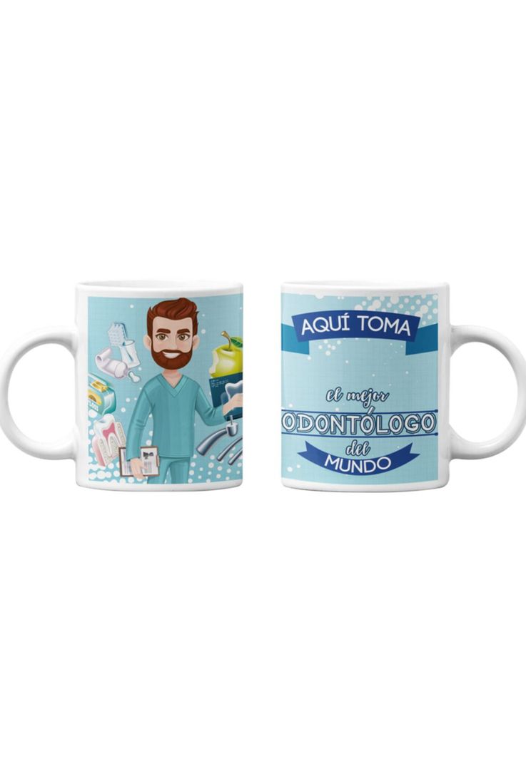 Tazones tazas blancas Para el Odontologo Personalizado-0