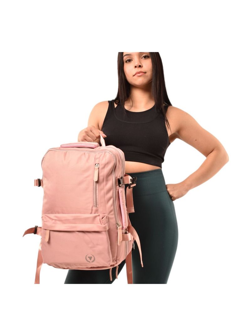 Mochila de viaje expandible 39L Metis Rosada Titanfit-3