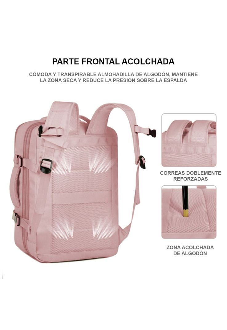 Mochila de viaje expandible 39L Metis Rosada Titanfit-7