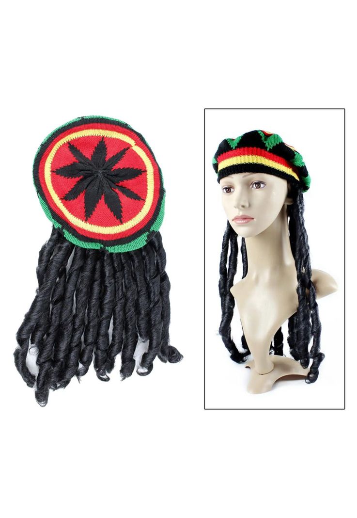 Gorro Reggae Bob Marley Con Peluca Cotillon Disfraz-3