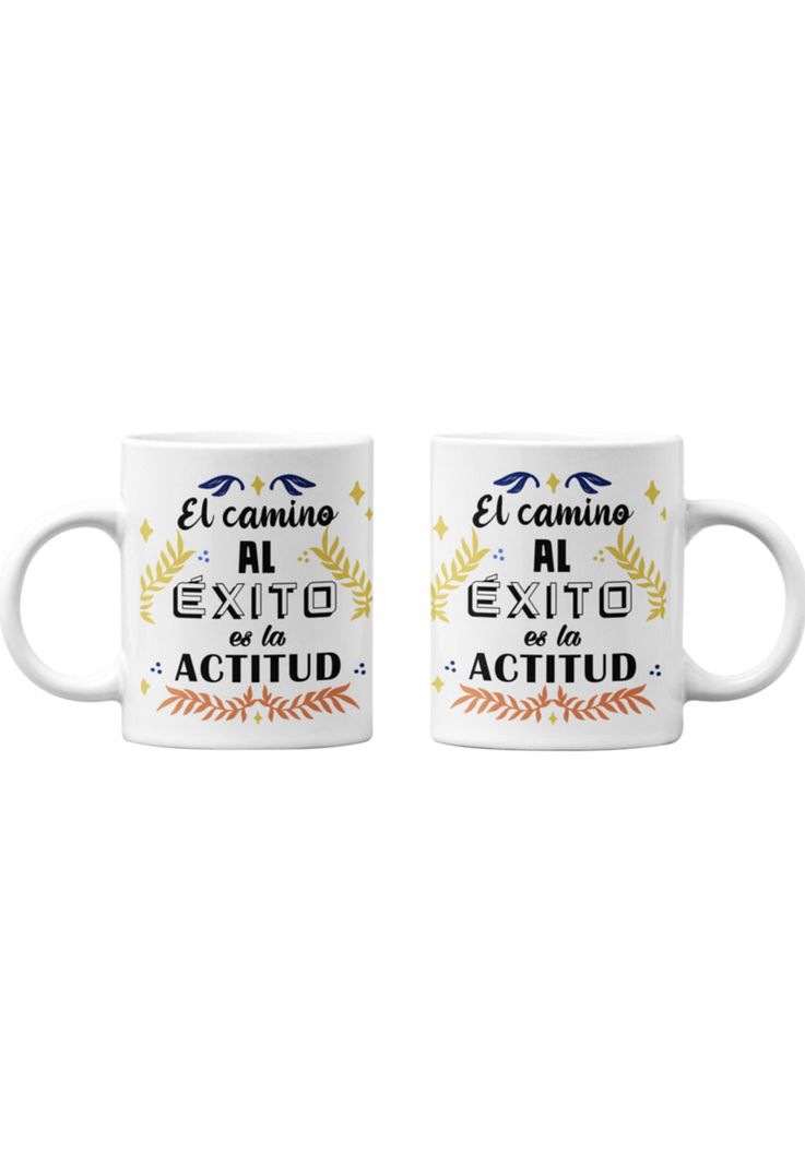 Tazones tazas blancas El camino al exito son la actitud-0