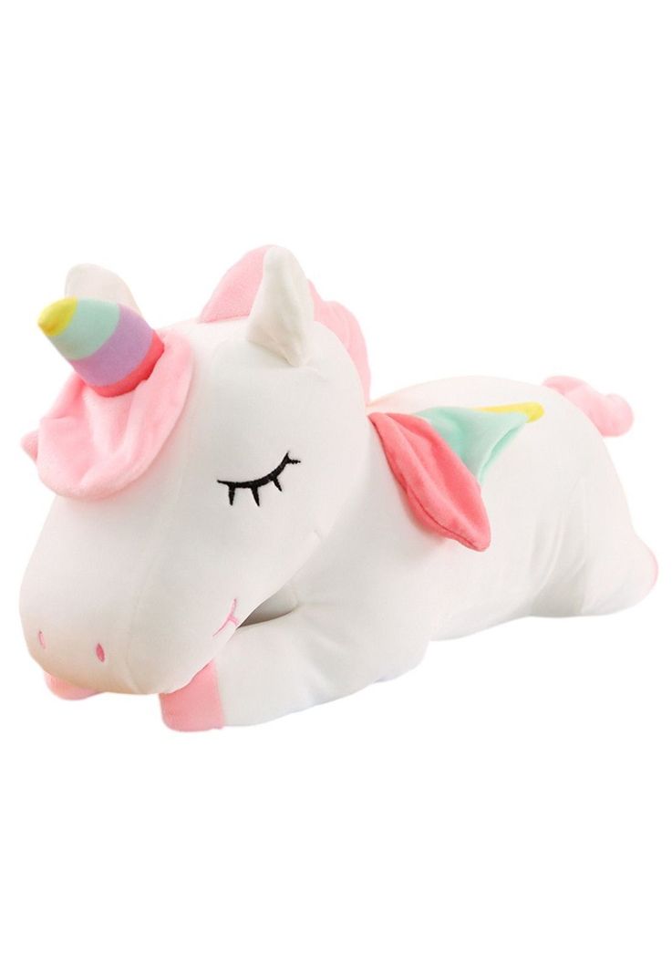 Peluche Unicornio Tierno Rosa y Blanco 40 cm-0