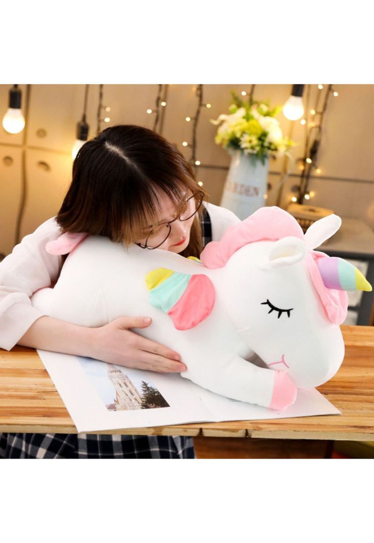 Peluche Unicornio Tierno Rosa y Blanco 40 cm-1