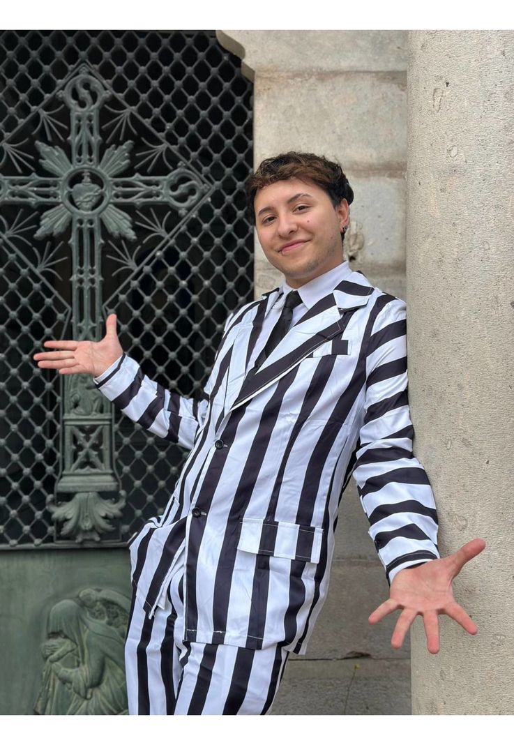 Disfraz Beetlejuice Halloween Con Corbata-1