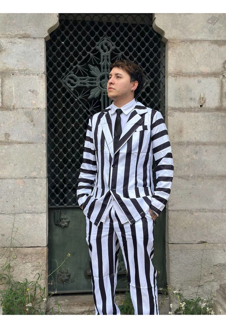 Disfraz Beetlejuice Halloween Con Corbata-3