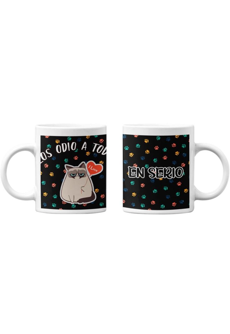 Tazones tazas blancas Gato Los Odio a Todos En Serio-0