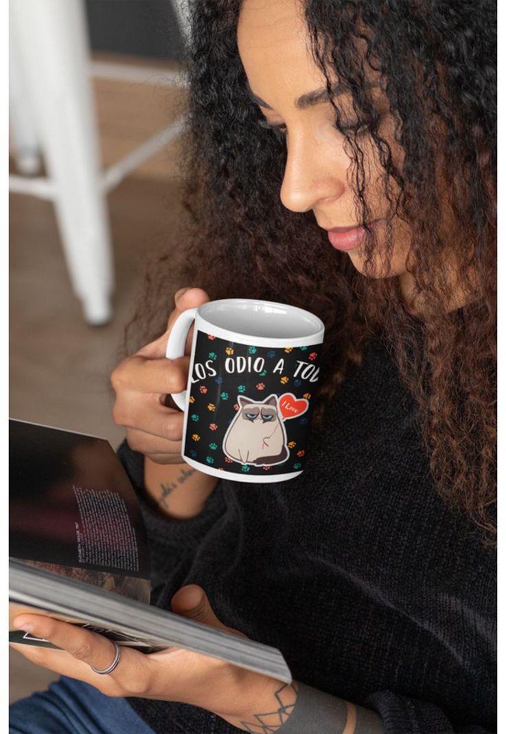 Tazones tazas blancas Gato Los Odio a Todos En Serio-1