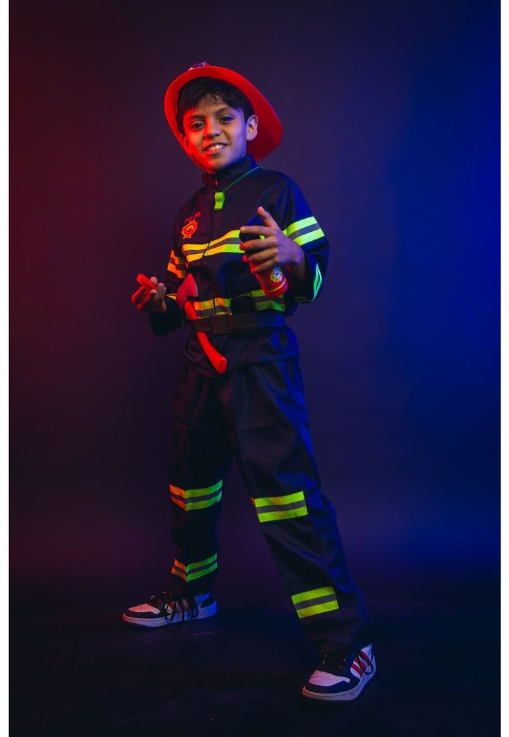 Disfraz Bombero Completo 5 Accesorios Cosplay Niños-1