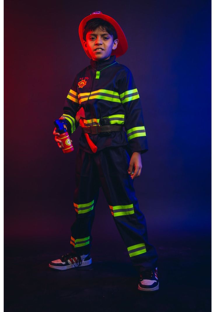 Disfraz Bombero Completo 5 Accesorios Cosplay Niños-5