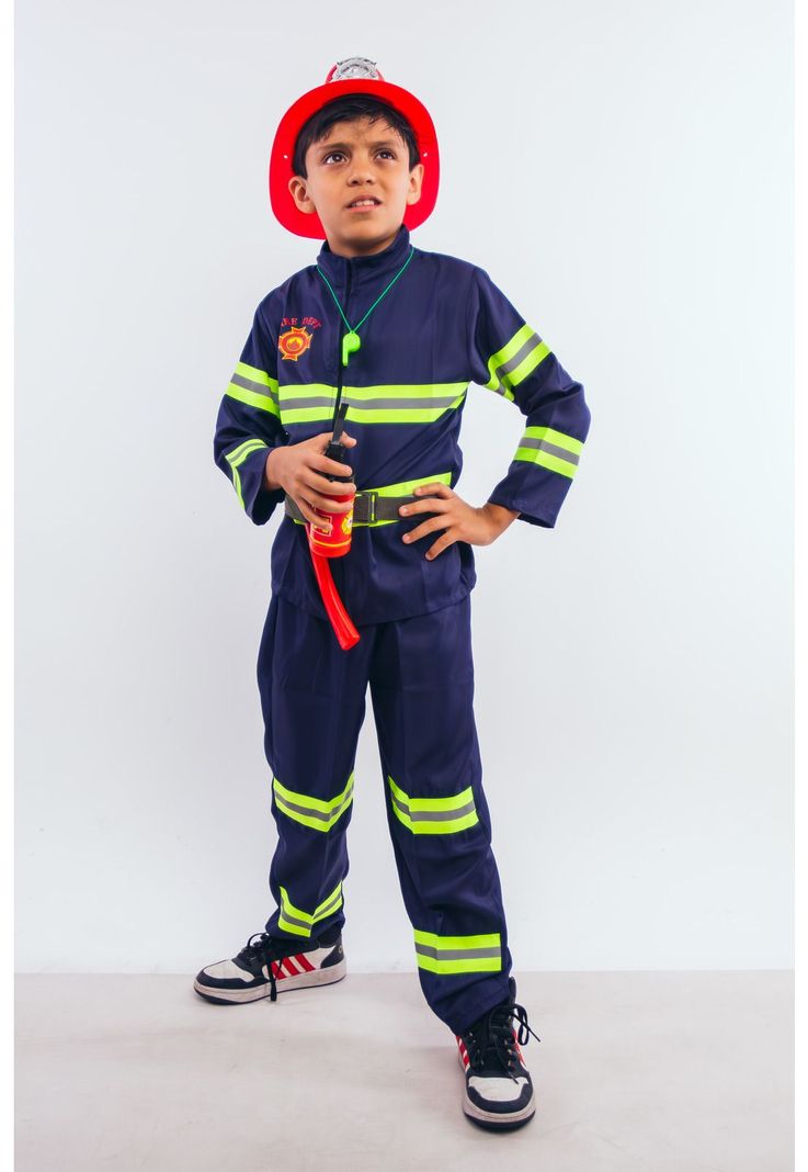 Disfraz Bombero Completo 5 Accesorios Cosplay Niños-7