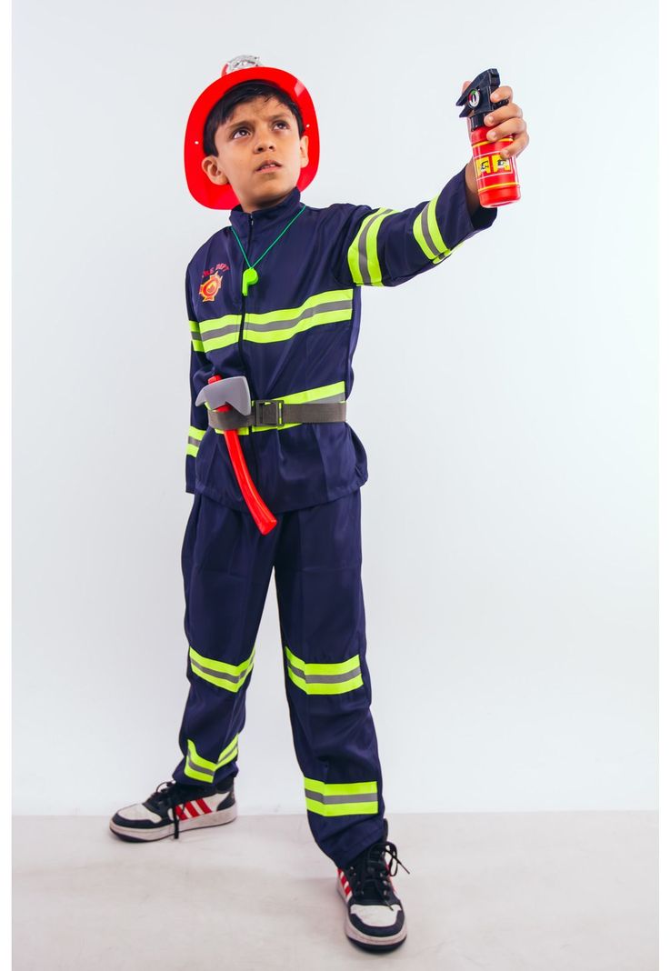 Disfraz Bombero Completo 5 Accesorios Cosplay Niños-8