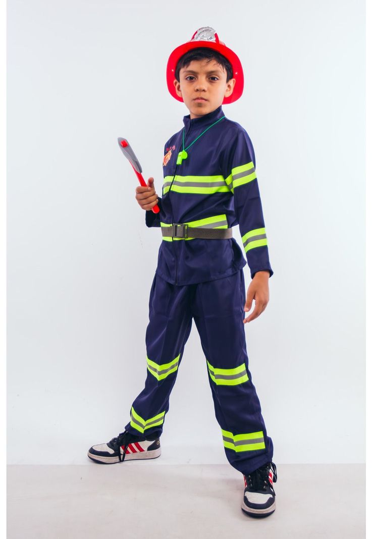Disfraz Bombero Completo 5 Accesorios Cosplay Niños-9