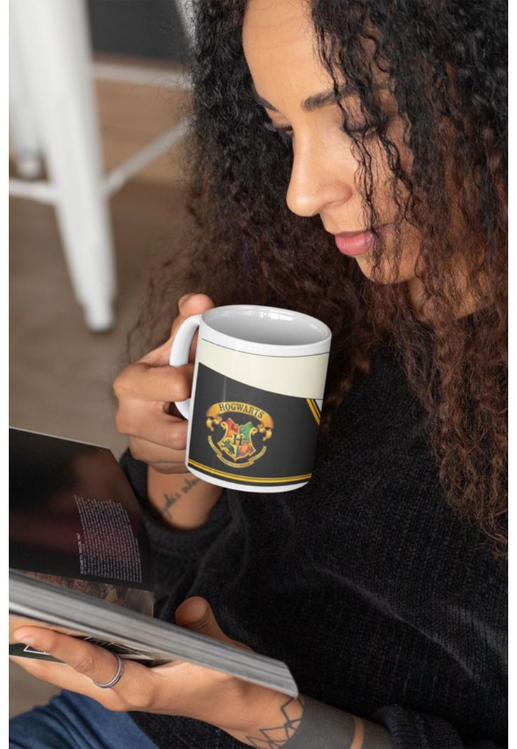 Tazones tazas blancas Casa Hufflepuff - Harry Potter-1