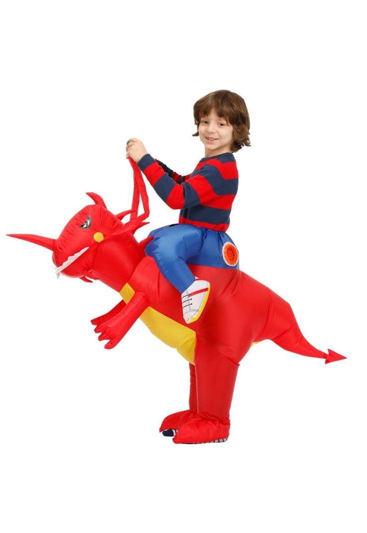 Disfraz Dinosaurio Inflable Para Niños Rojo-0