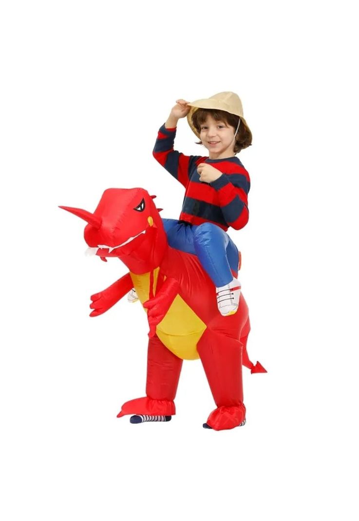 Disfraz Dinosaurio Inflable Para Niños Rojo-1